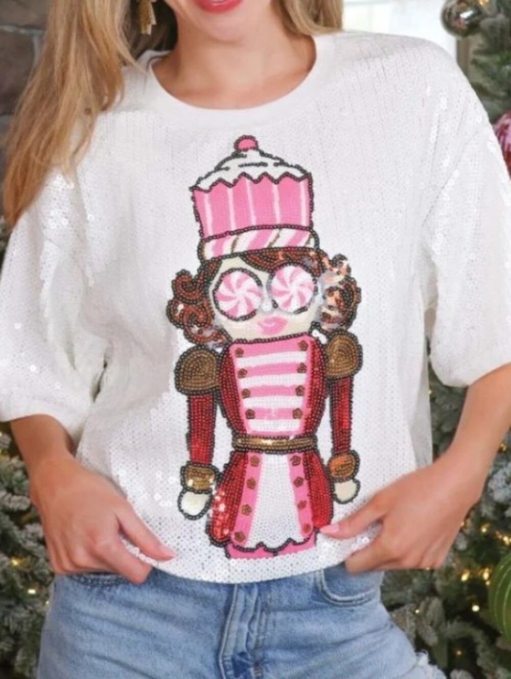 Simply Southern Preppy Sequins Nutcracker Holiday Top T-Shirt
